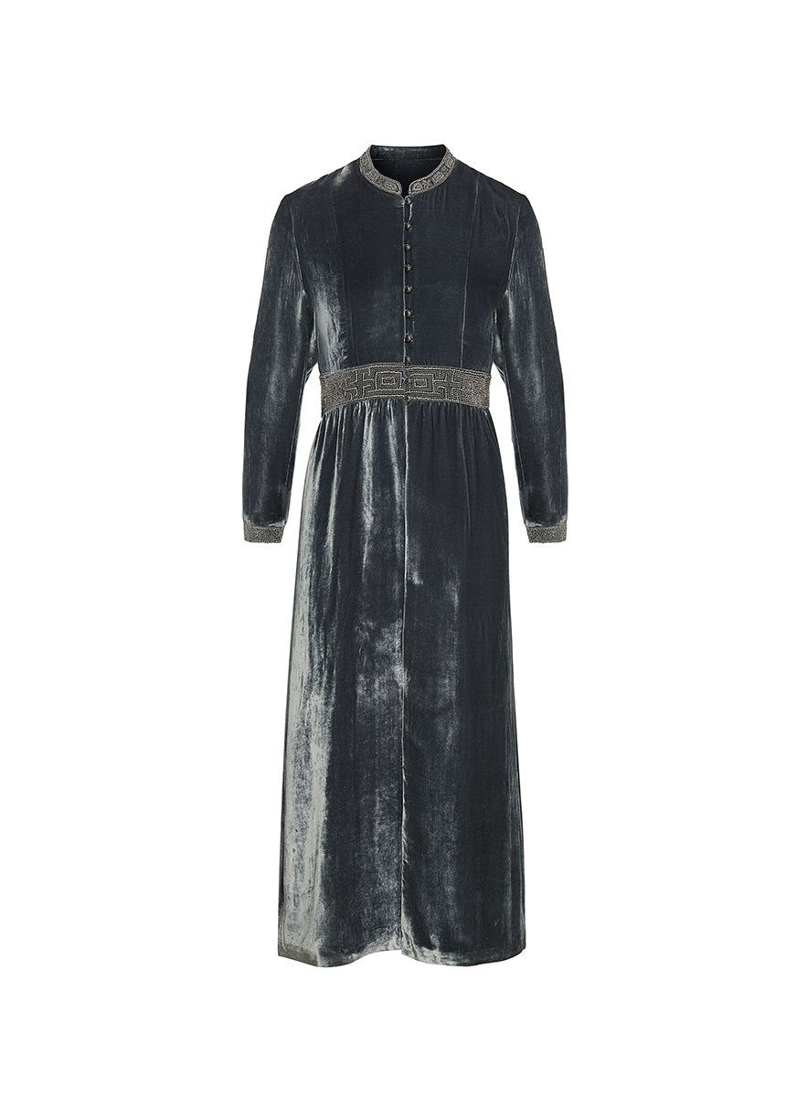 Florentine Silk Velvet Maxi Coat