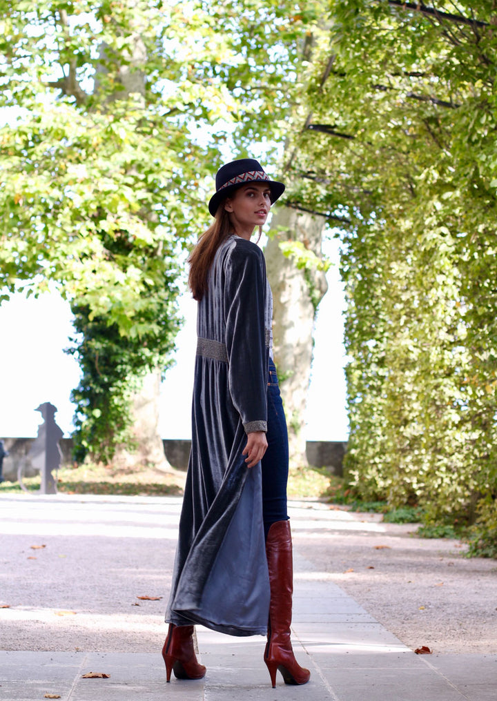 Florentine Silk Velvet Maxi Coat